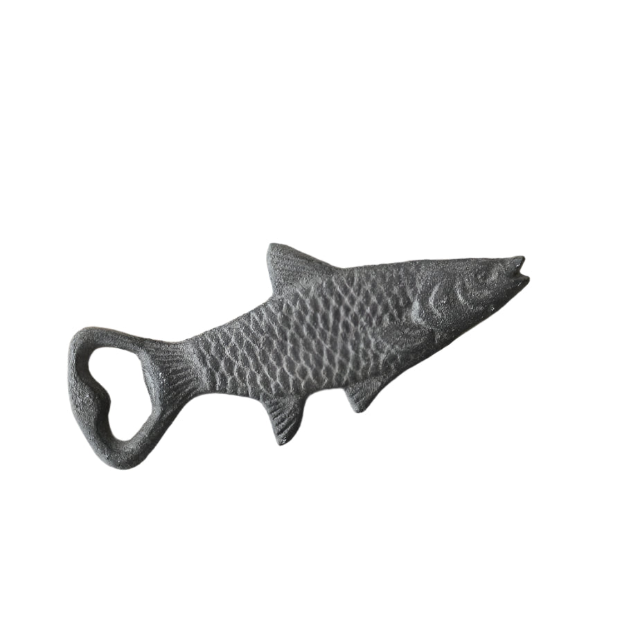 Cast Iron Fish Bottle Opener 16.8cm, Rustic Coastal Bar Tool, Durable Metal Opener