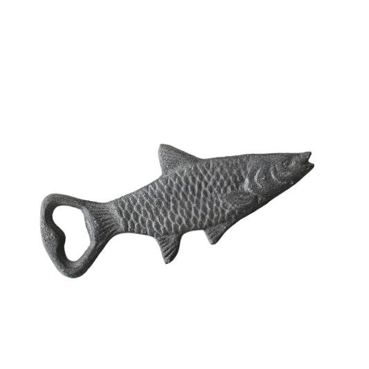 Cast Iron Fish Bottle Opener 16.8cm, Rustic Coastal Bar Tool, Durable Metal Opener