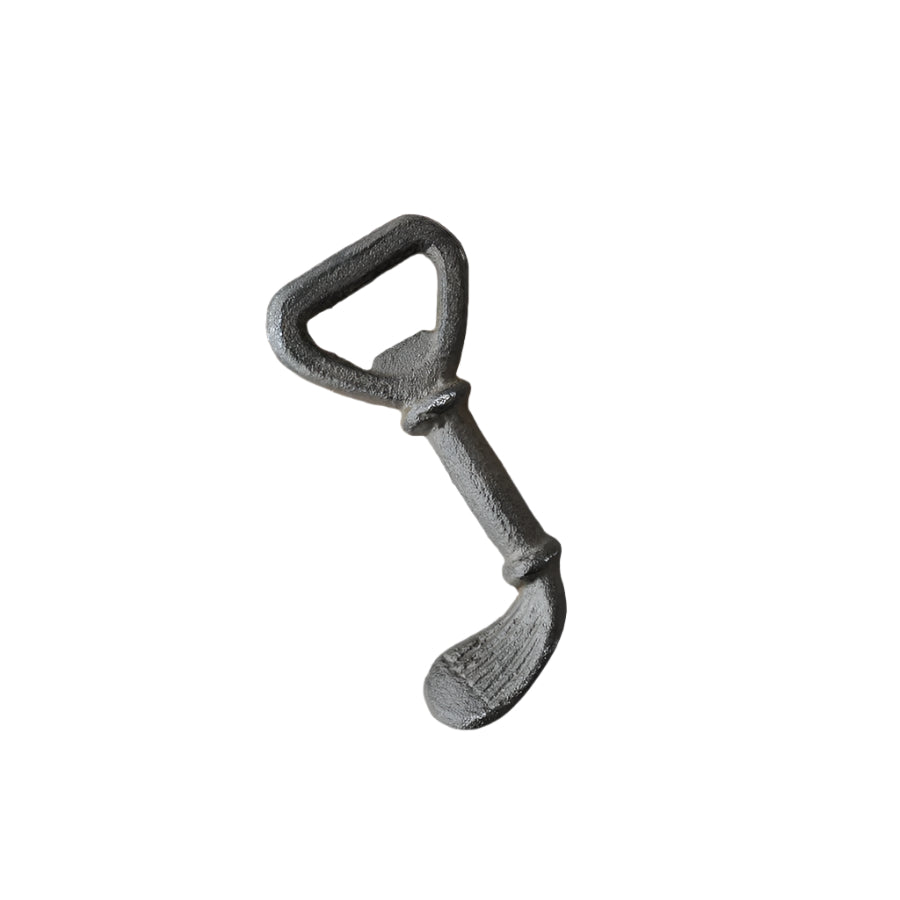 Cast Iron Gold Club Bottle Opener 6.5cm, Rustic Golf Bar Accessory