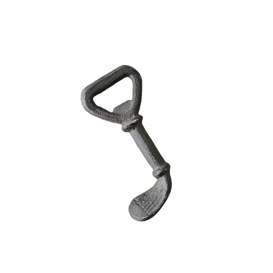 Cast Iron Gold Club Bottle Opener 6.5cm, Rustic Golf Bar Accessory
