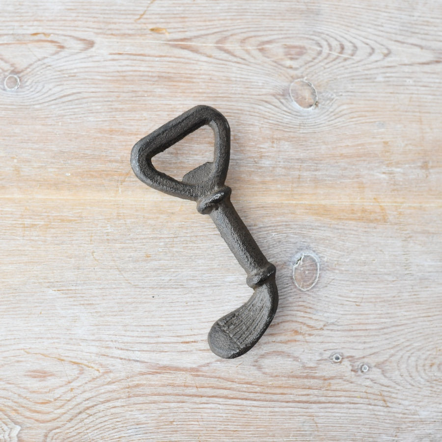 Cast Iron Gold Club Bottle Opener 6.5cm, Rustic Golf Bar Accessory