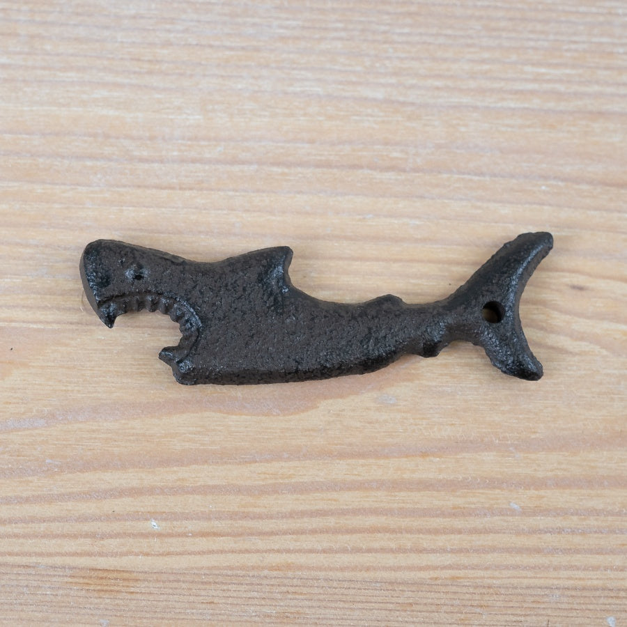 Cast Iron Shark Bottle Opener 9cm, Rustic Coastal Bar Accessory