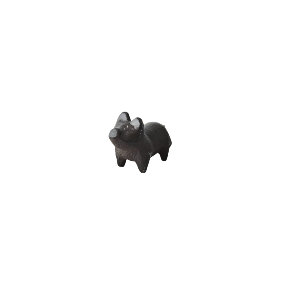 Cast Iron Pig Ornament 6cm, Rustic Farmyard Decor, Miniature Garden Accent