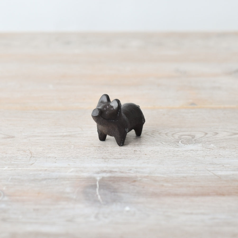 Cast Iron Pig Ornament 6cm, Rustic Farmyard Decor, Miniature Garden Accent