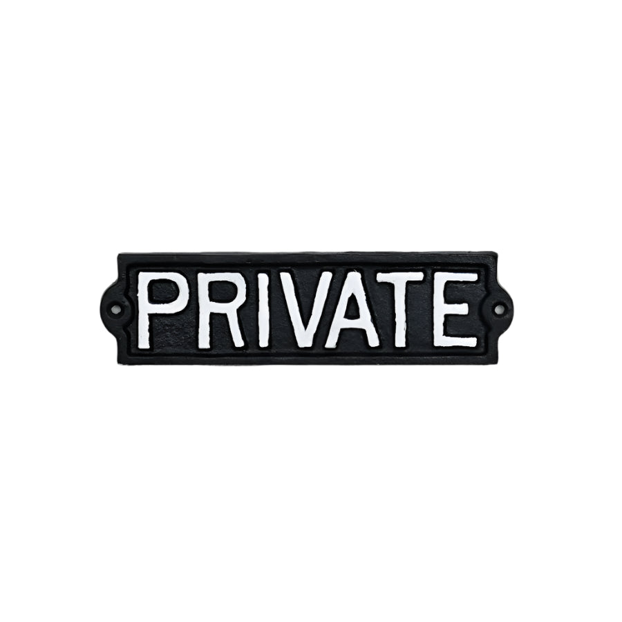 Cast Iron Private Sign 21.5cm, Man Cave Decor, Durable Metal, Easy Mount
