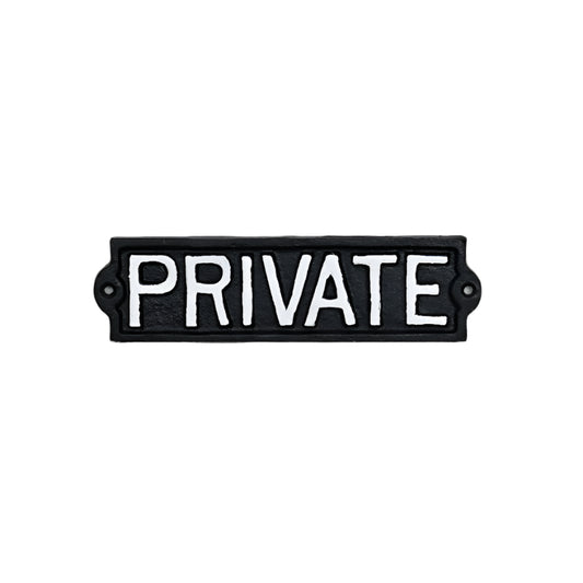 Cast Iron Private Sign 21.5cm, Man Cave Decor, Durable Metal, Easy Mount