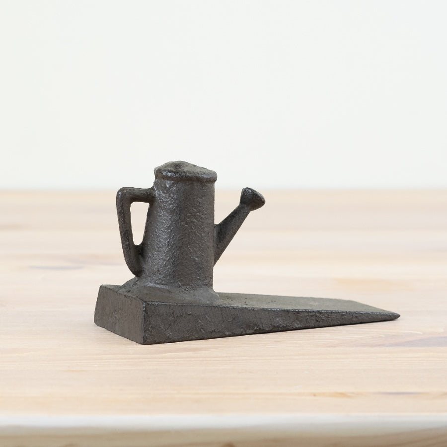 Cast Iron Watering Can Door Wedge 13.5cm, Decorative Doorstop, Durable Metal, Garden Theme