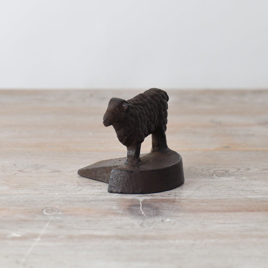 Cast Iron Sheep Doorstop Wedge Ornament 10.5cm, Decorative Rustic Door Stop
