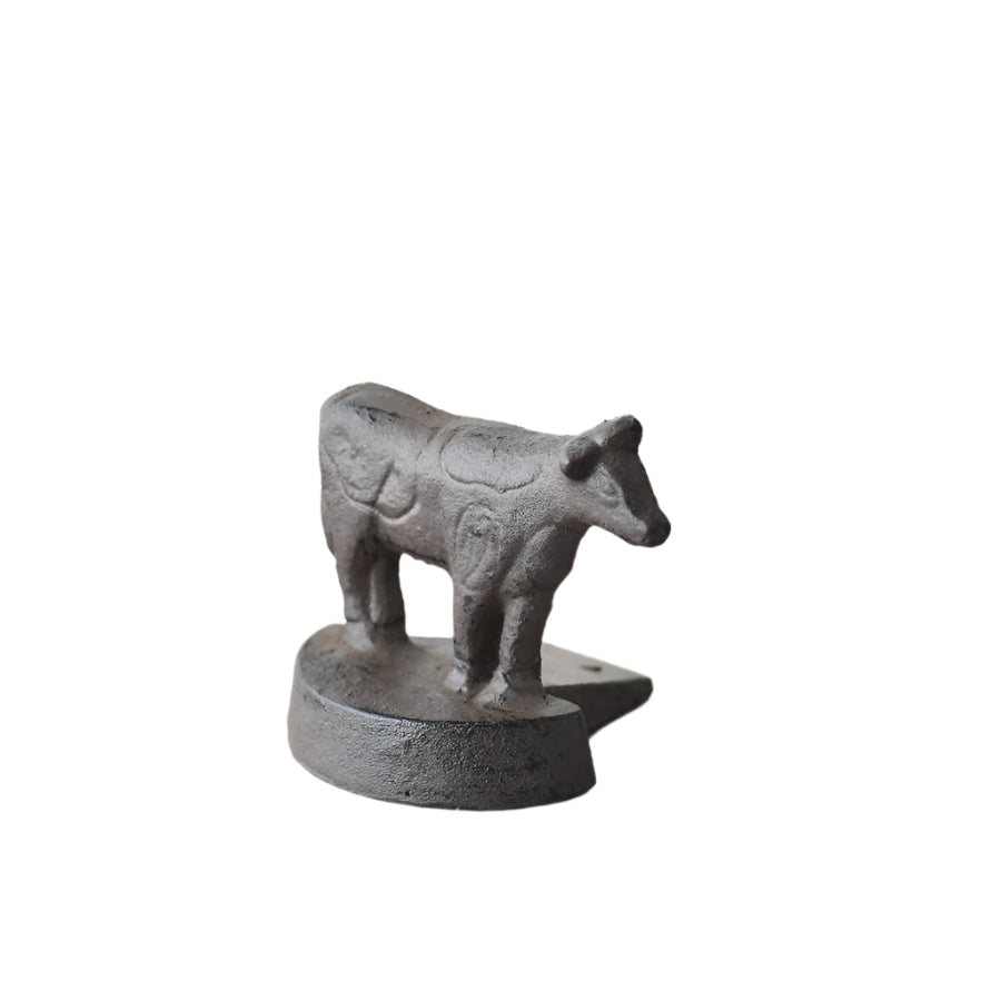 Cast Iron Cow Doorstop Wedge Ornament 10.3cm, Decorative Animal Doorstop