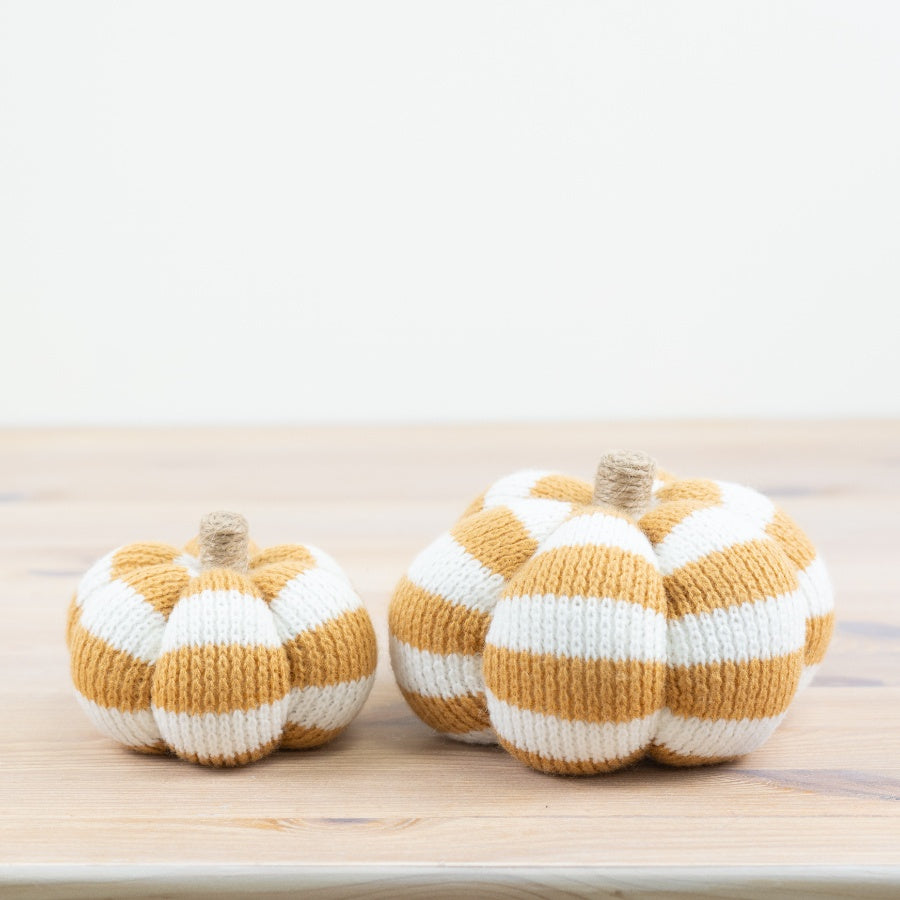 Fabric Striped Pumpkin, 11cm