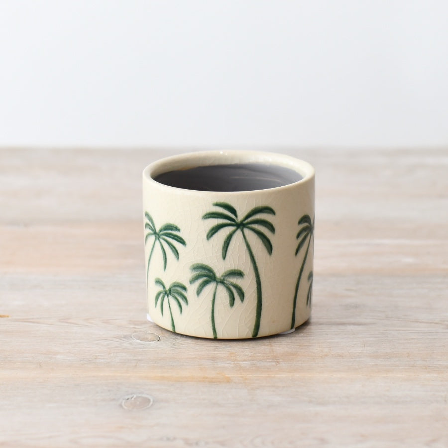 Small Palm Tree Planter Tropical Plant Pot Reactive Crackle Glaze Indoor Outdoor Planter 8cm