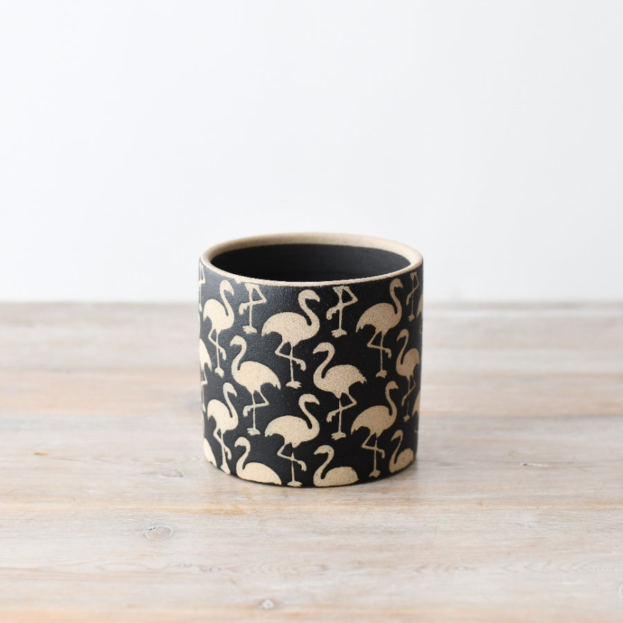 Black Flamingo Planter 11.7cm – Stylish Ceramic Plant Pot Indoor Flower Holder Modern Home Decor