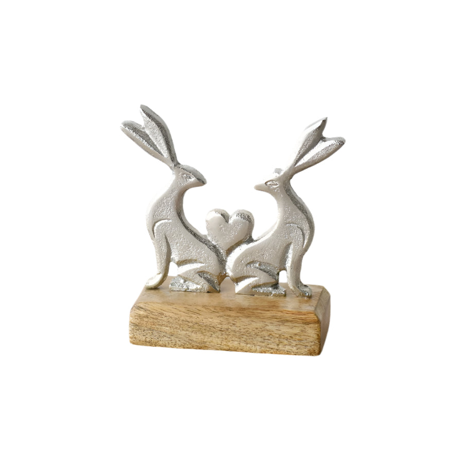 Small Rabbit with Heart Ornament, 12cm Decorative Bunny, Easter, and Spring Figurine for Home Decor