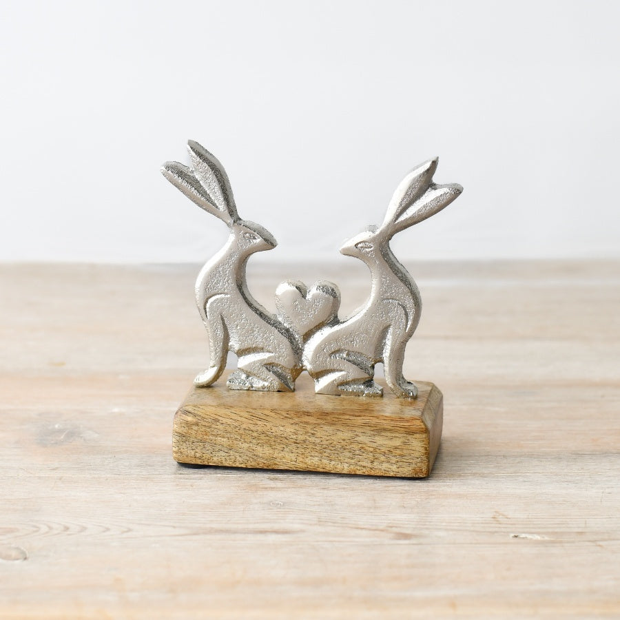 Small Rabbit with Heart Ornament, 12cm Decorative Bunny, Easter, and Spring Figurine for Home Decor