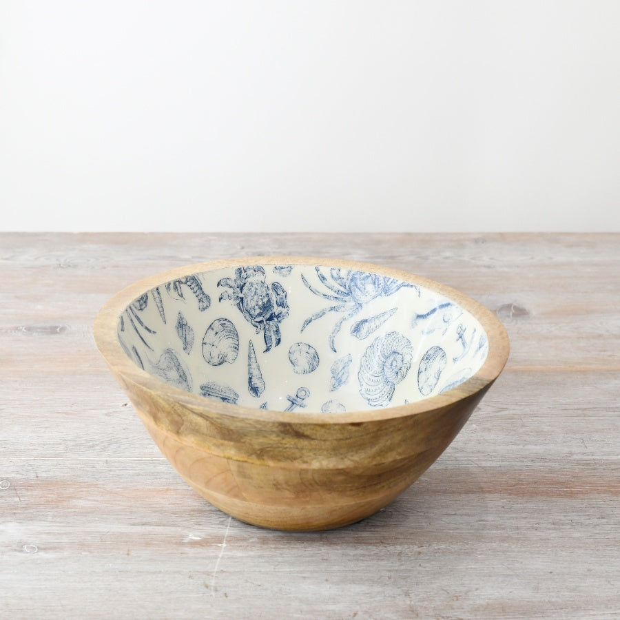 Coastal Enamel Bowl, 23cm Versatile Bowl with Coastal Motif for Snacks and Decor