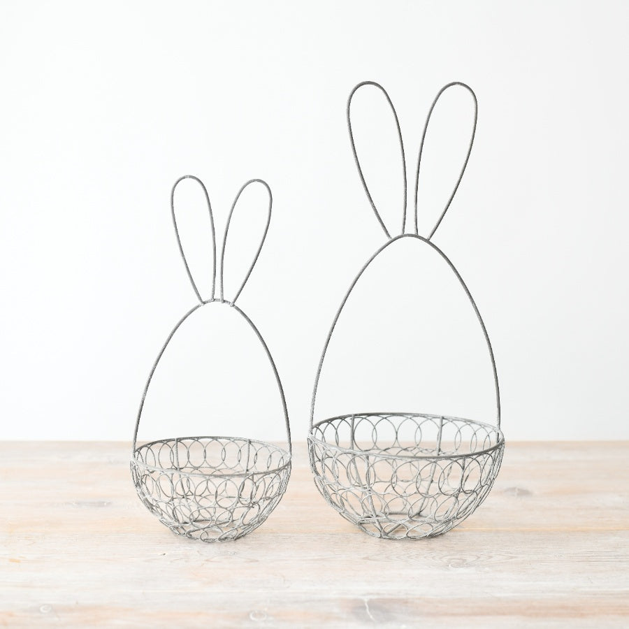 Grey Wire Bunny Basket 17cm – Decorative Easter Rabbit Storage Basket for Treats Gifts and Table Display