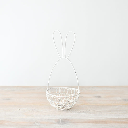 White Wire Bunny Basket 17cm – Decorative Rabbit Shaped Easter Storage for Treats Gifts and Table Display