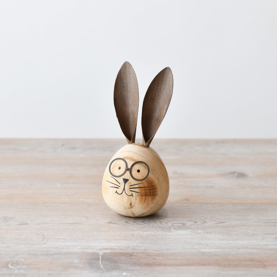 Wooden Rabbit Decoration 14cm – Standing Easter Bunny Ornament Rustic Farmhouse Spring Home Decor