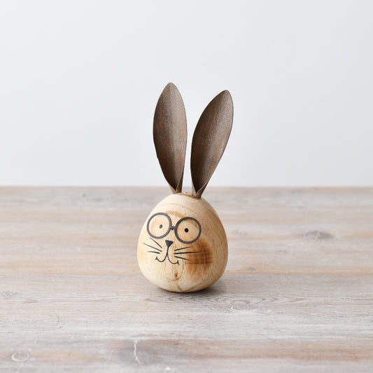 Wooden Rabbit Decoration 14cm – Standing Easter Bunny Ornament Rustic Farmhouse Spring Home Decor