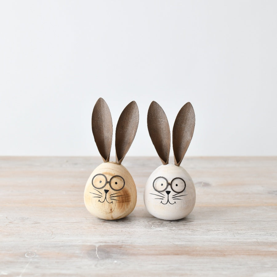 Wooden Rabbit Decoration, 14cm Long-Eared Easter Bunny