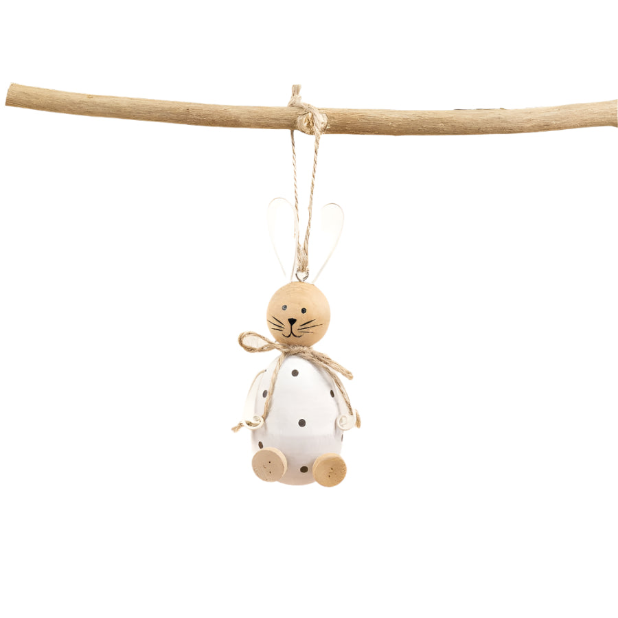 Wooden Hanging Rabbit Decoration, 13cm Easter Bunny Ornament