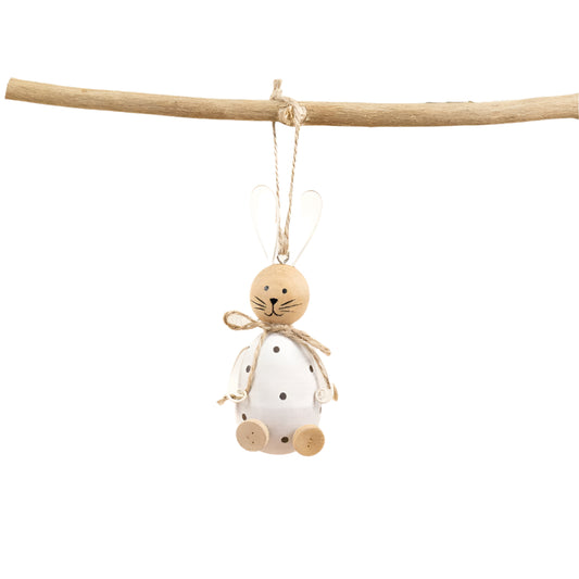 Wooden Hanging Rabbit Decoration, 13cm Easter Bunny Ornament
