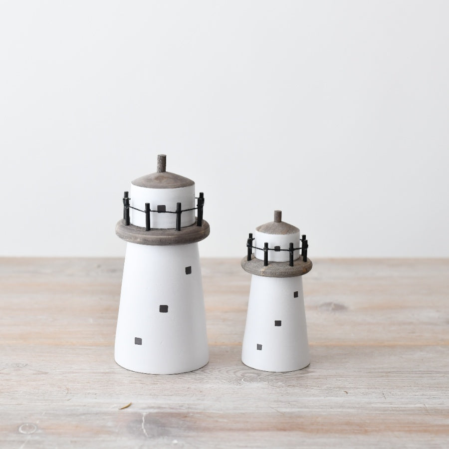 White Lighthouse Decoration 11cm, Hand-Finished Coastal Ornament