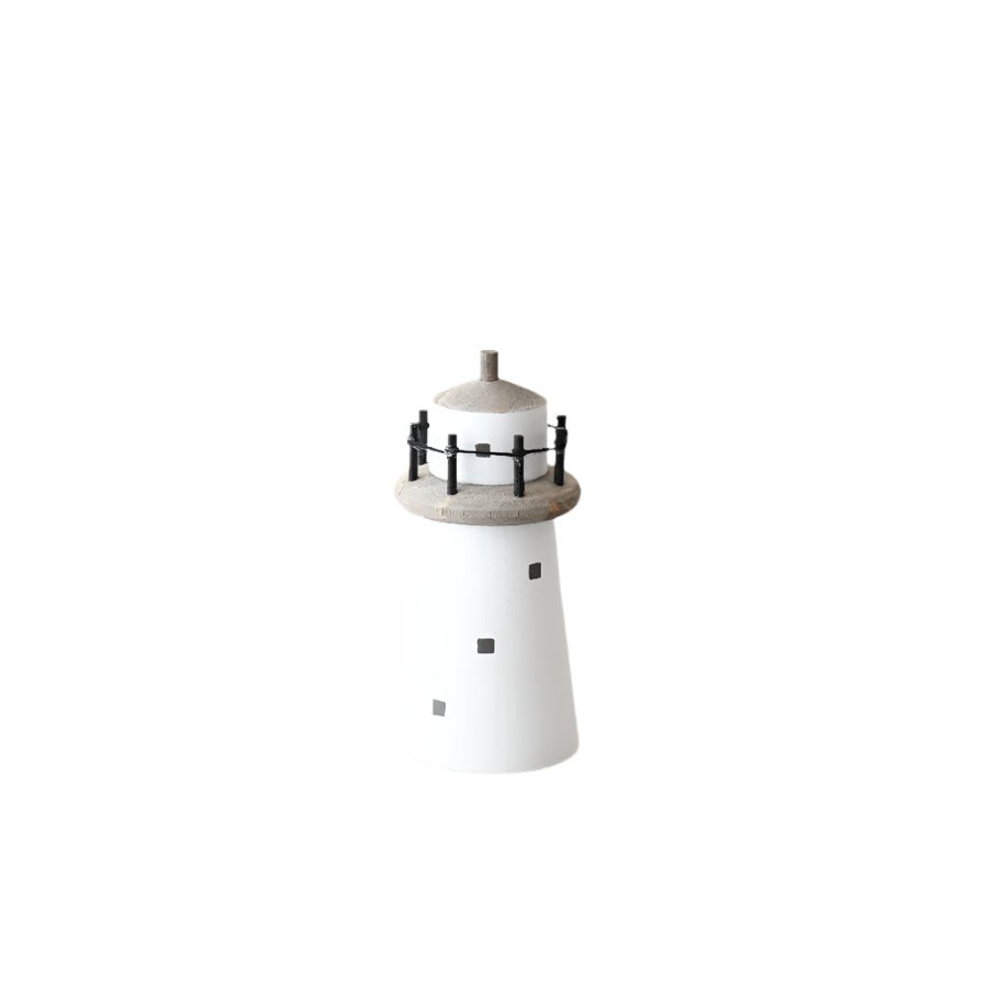 White Lighthouse Decoration 11cm, Hand-Finished Coastal Ornament