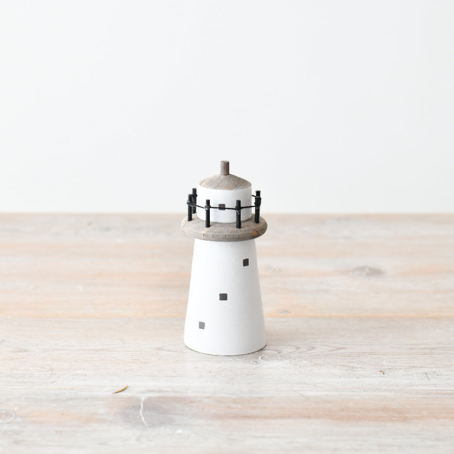 White Lighthouse Decoration 11cm, Hand-Finished Coastal Ornament