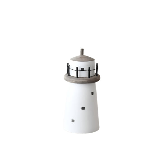 White Lighthouse Decoration 14cm, Rustic Coastal Home Accent Home Decor