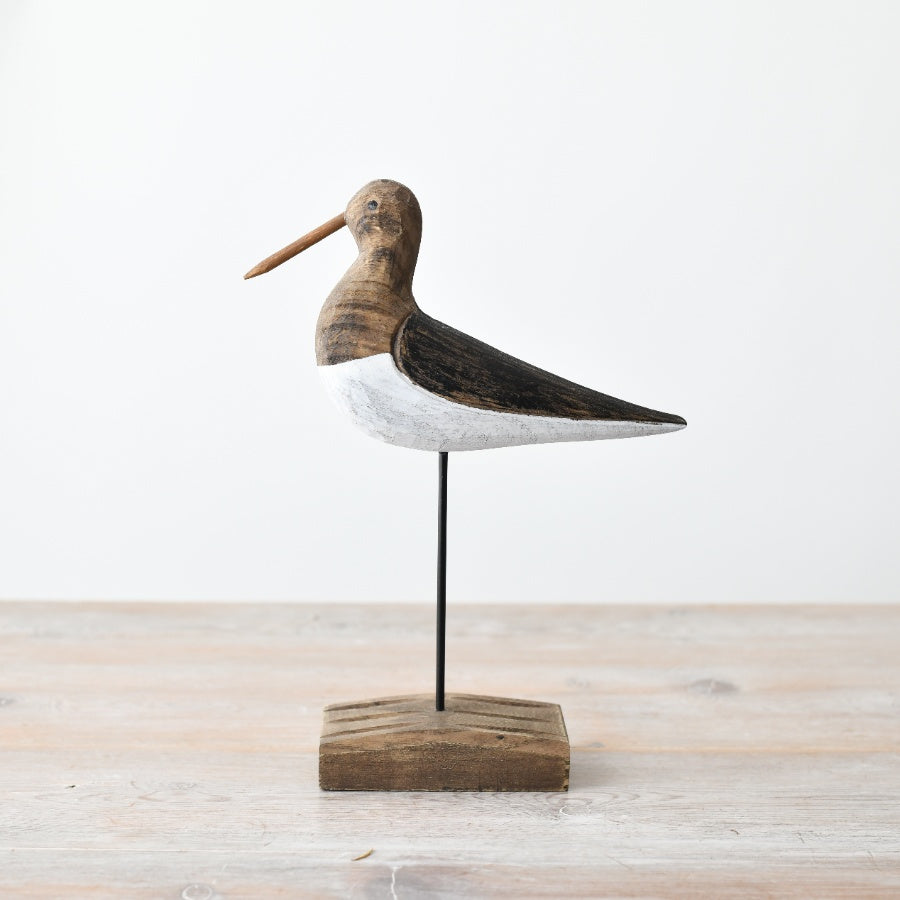 Large Wooden Bird on Base 24cm, Hand-Painted Seaside Ornament with Steel Legs - Animal Themed Home Decor