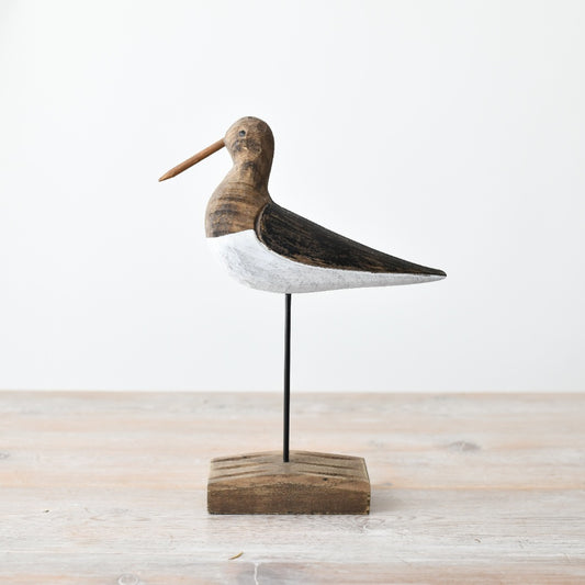 Large Wooden Bird on Base 24cm, Hand-Painted Seaside Ornament with Steel Legs - Animal Themed Home Decor