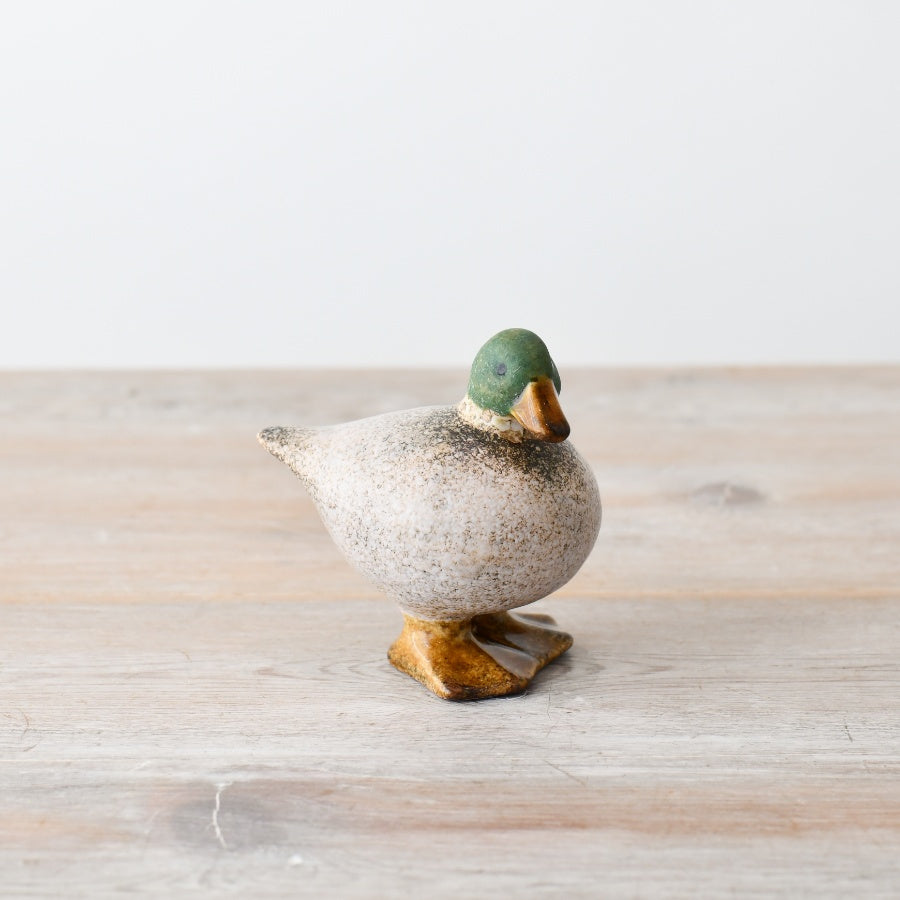 Speckled White & Green Fat Duck Ornament, 9.4cm Nature-Inspired Charm