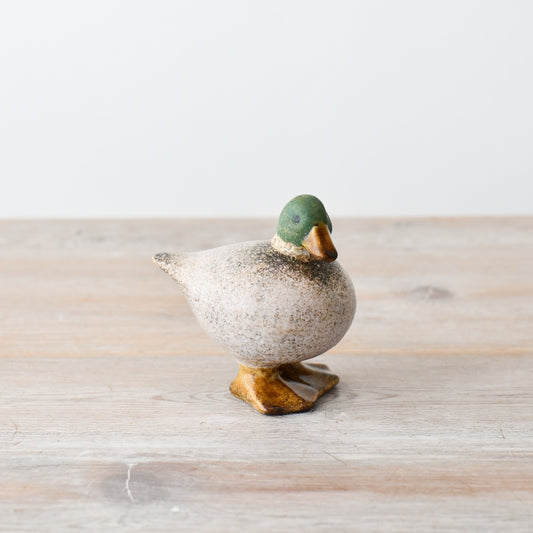 Speckled White & Green Fat Duck Ornament, 9.4cm Nature-Inspired Charm