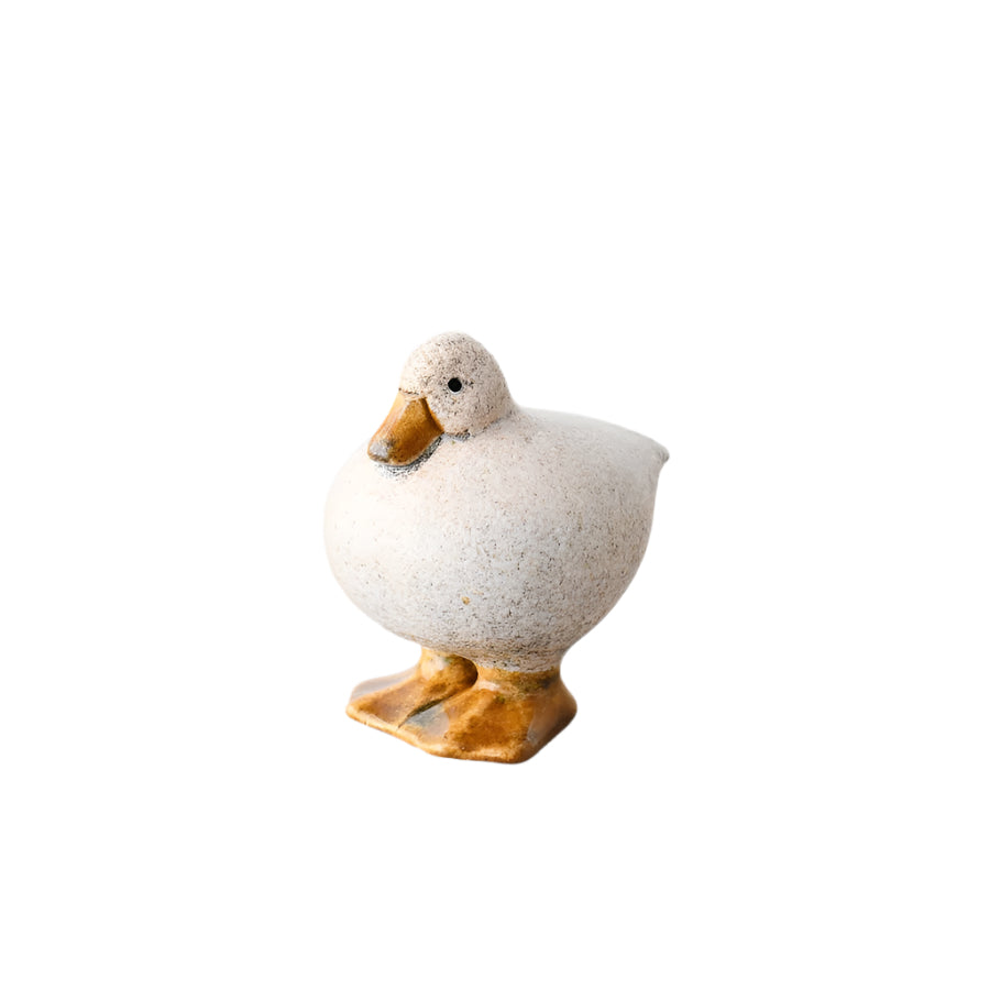Speckled White Fat Duck Decoration, 12.1cm Whimsical Charm - Animal Themed Home Decor