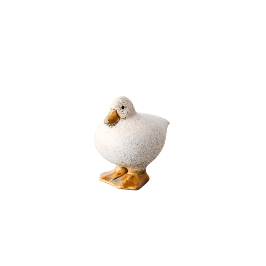 Speckled White Fat Duck Ornament, 7.6cm Whimsical Home Accent, Animal Themed Home Decor