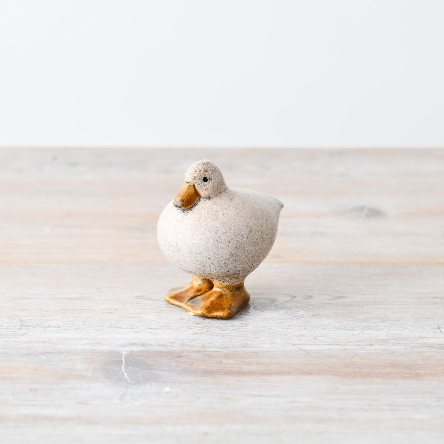 Speckled White Fat Duck Ornament, 7.6cm Whimsical Home Accent, Animal Themed Home Decor
