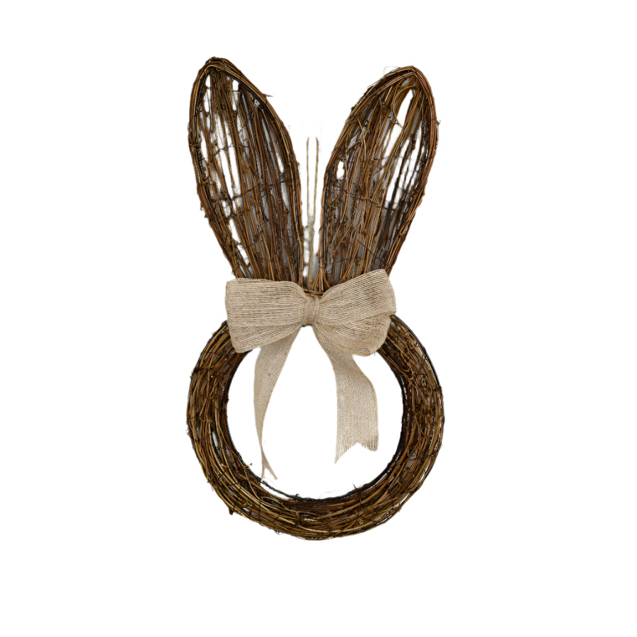 Rattan Hanging Rabbit Decor, 17.5cm Easter Bunny Wall Decoration, Natural Spring Home Accent