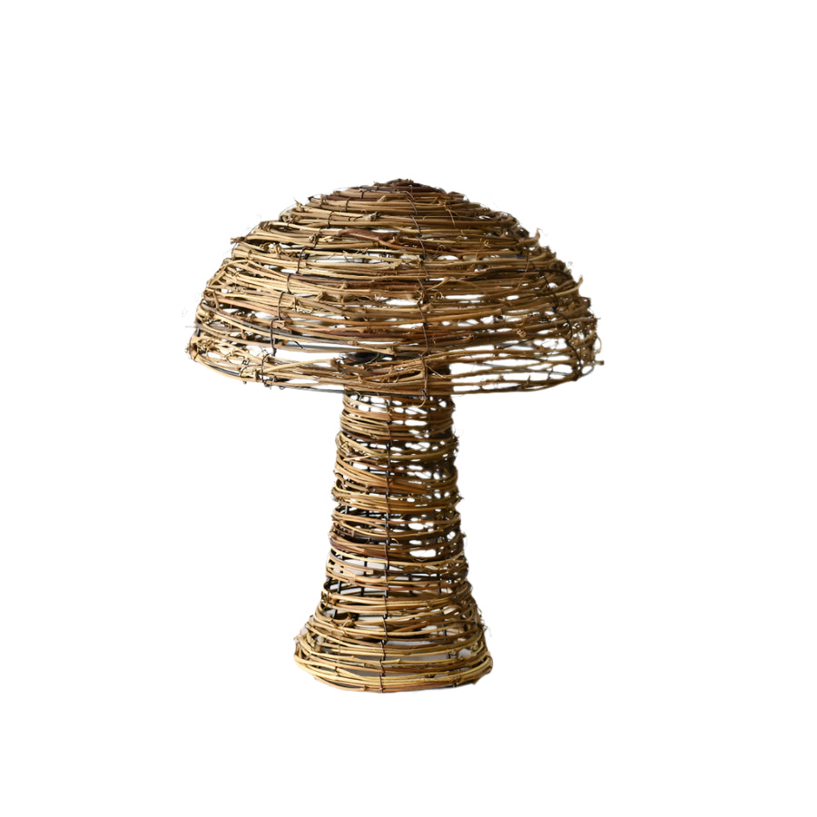 Rattan Mushroom Decor, 11.5cm Natural Woodland Accent, Handmade Rustic Home Decoration