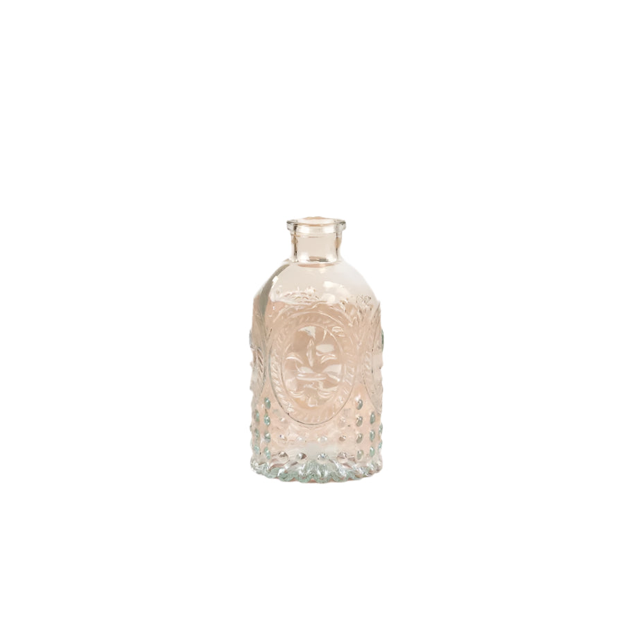 Fleur De Lis Clear Glass Vase 12.5cm, Elegant Decorative with Intricate Pattern, Stylish Home Decor Accent for Flowers
