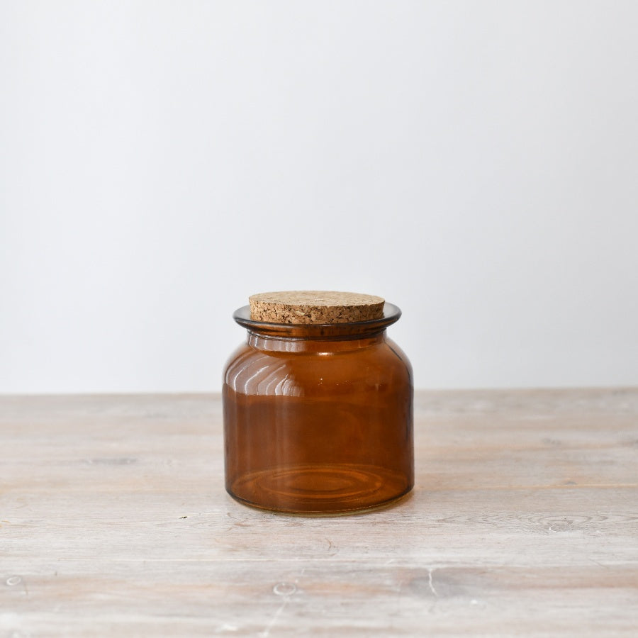 Painted Glass Storage Jar with Cork Lid 10cm, Decorative Kitchen Storage Container, Airtight Jar for Pasta, Rice, Beans, Sweets, and More