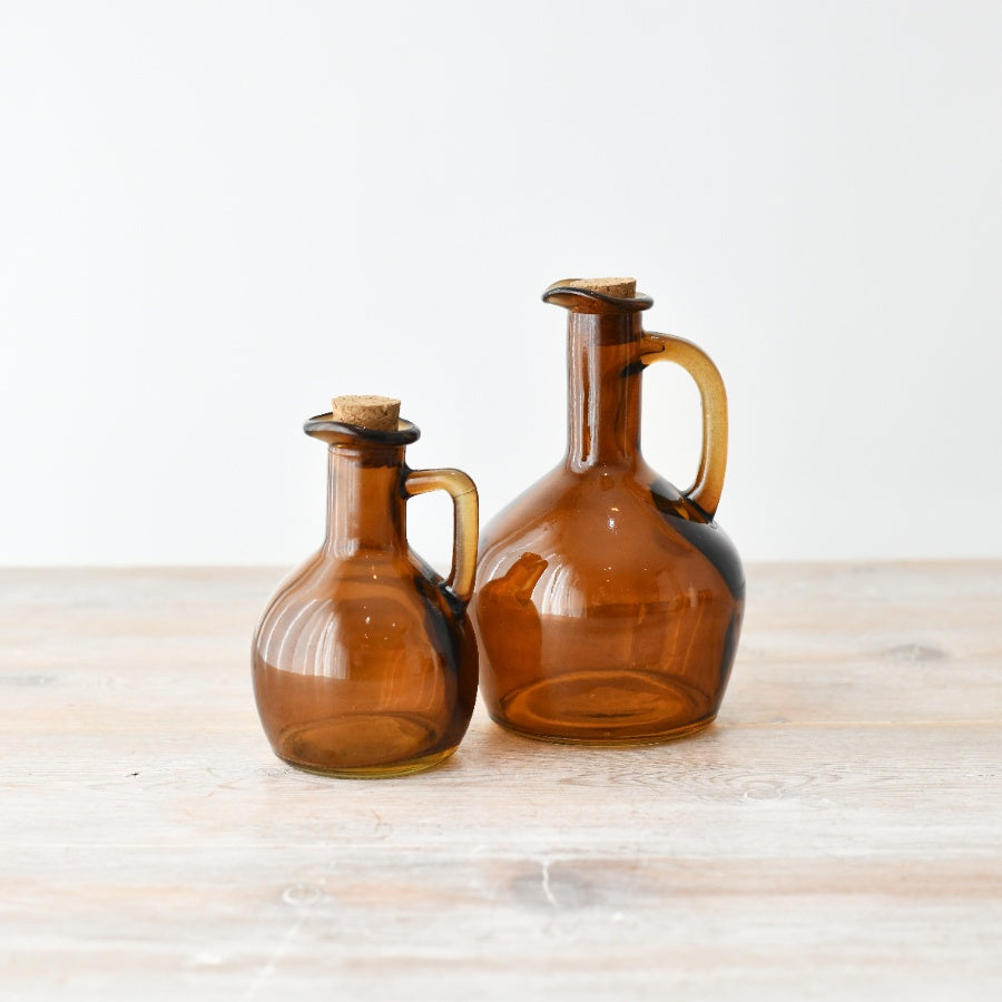 Painted Storage Jug with Cork Lid 15.3cm, Vibrant Glass Bottle with Handle, Decorative & Functional Container for Liquids, Vinegar, and Oils, Kitchen Storage Accessory