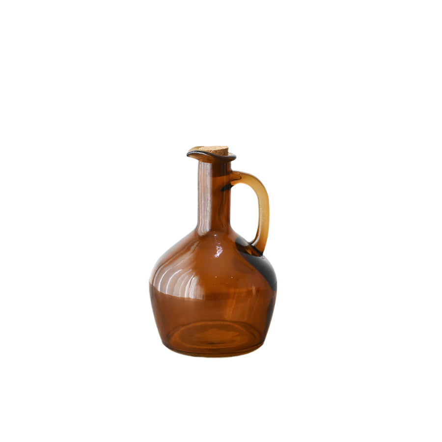 Painted Storage Jug with Cork Lid 15.3cm, Vibrant Glass Bottle with Handle, Decorative & Functional Container for Liquids, Vinegar, and Oils, Kitchen Storage Accessory