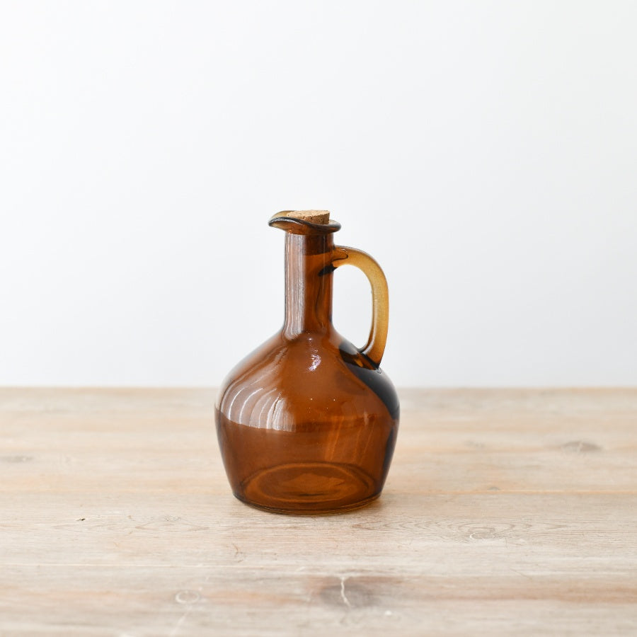 Painted Storage Jug with Cork Lid 15.3cm, Vibrant Glass Bottle with Handle, Decorative & Functional Container for Liquids, Vinegar, and Oils, Kitchen Storage Accessory