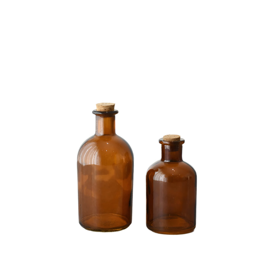 Painted Glass Bottle with Natural Cork Lid – 14.3cm Decorative Kitchen Container for Liquids & Dry Goods