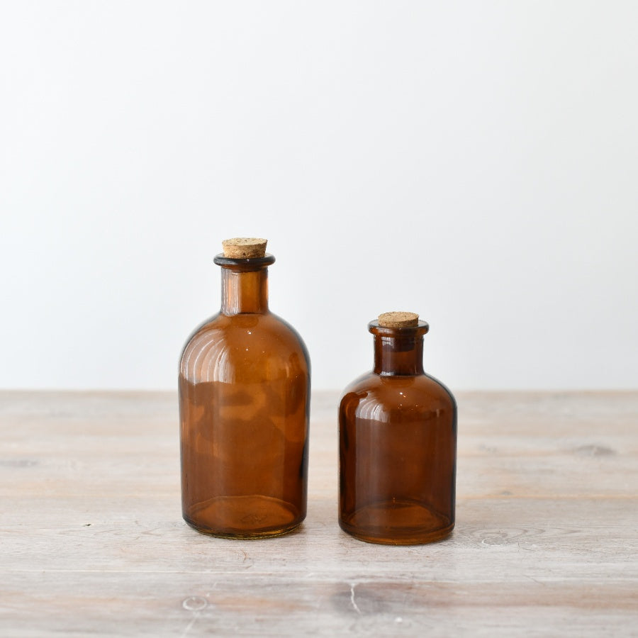 Painted Glass Bottle with Natural Cork Lid – 14.3cm Decorative Kitchen Container for Liquids & Dry Goods