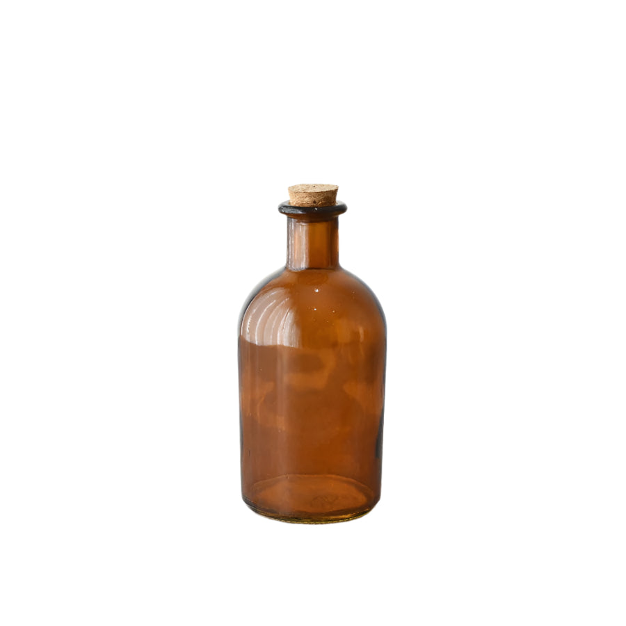 Painted Glass Bottle with Natural Cork Lid – 14.3cm Decorative Kitchen Container for Liquids & Dry Goods
