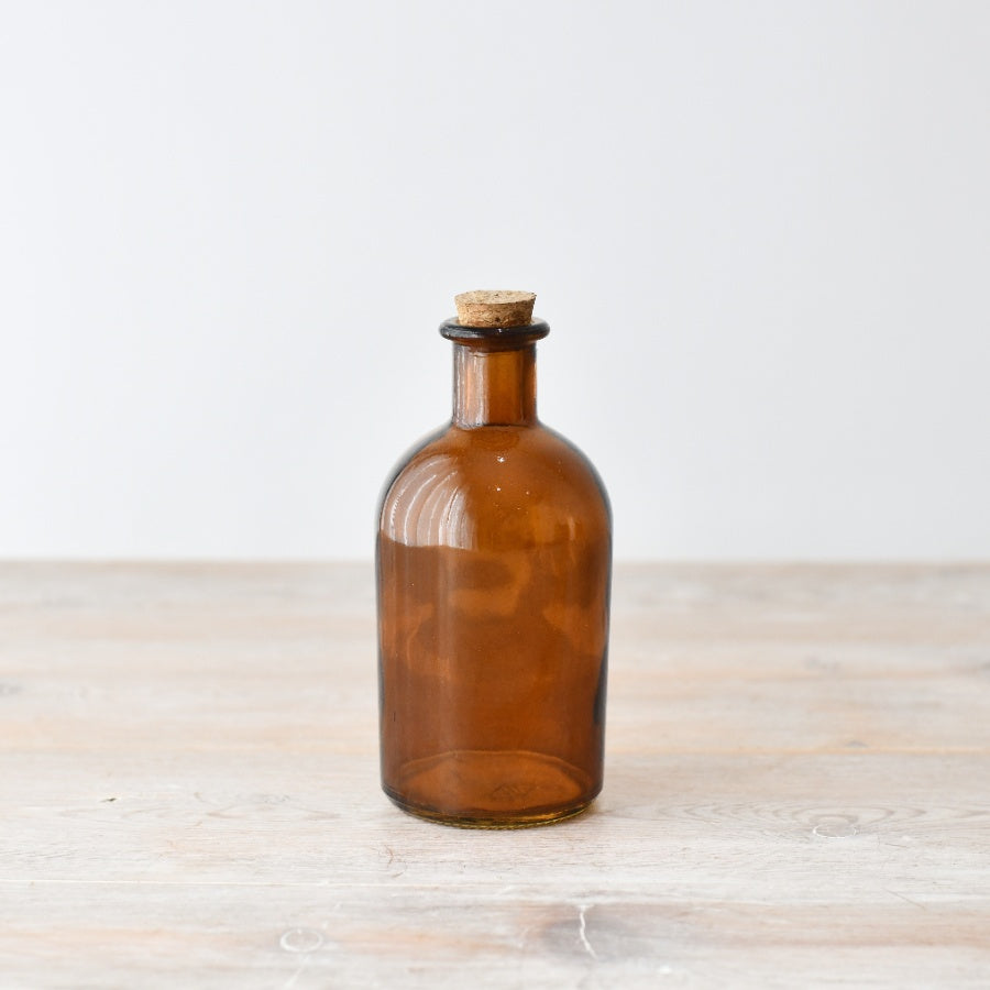 Painted Glass Bottle with Natural Cork Lid – 14.3cm Decorative Kitchen Container for Liquids & Dry Goods