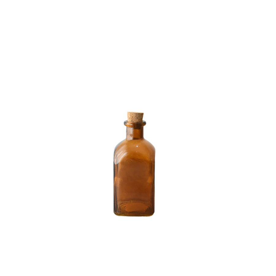 Coloured Glass Bottle with Cork Stopper – 11.8cm Artistic Decorative Kitchen Container