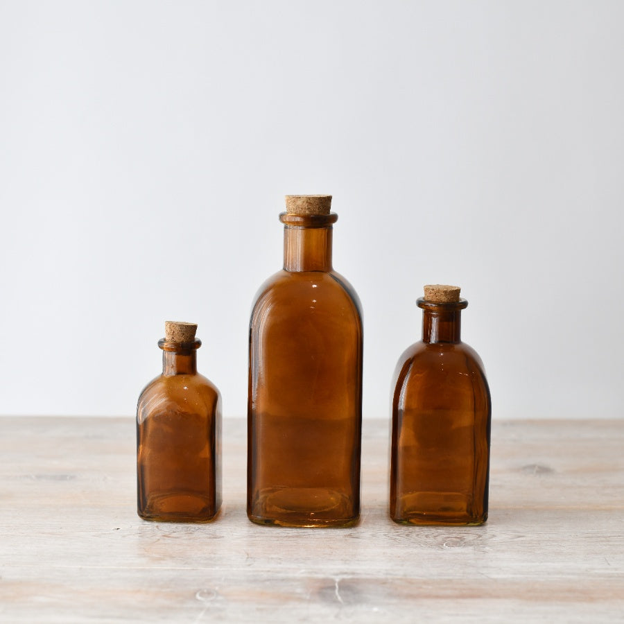 Rustic Glass Bottle with Cork Stopper – 14.5cm Charming Decorative Storage Container